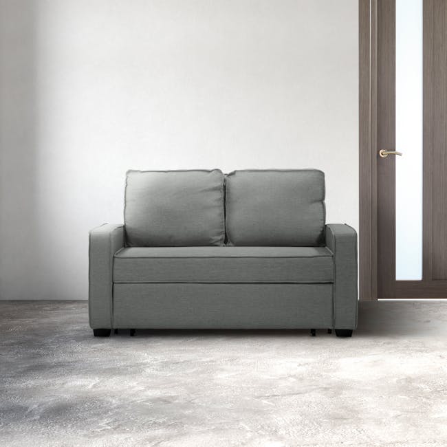 Arturo 2 Seater Sofa Bed - Pigeon Grey - 4 - Modern gray sofa, minimalist design, clean lines, neutral color palette