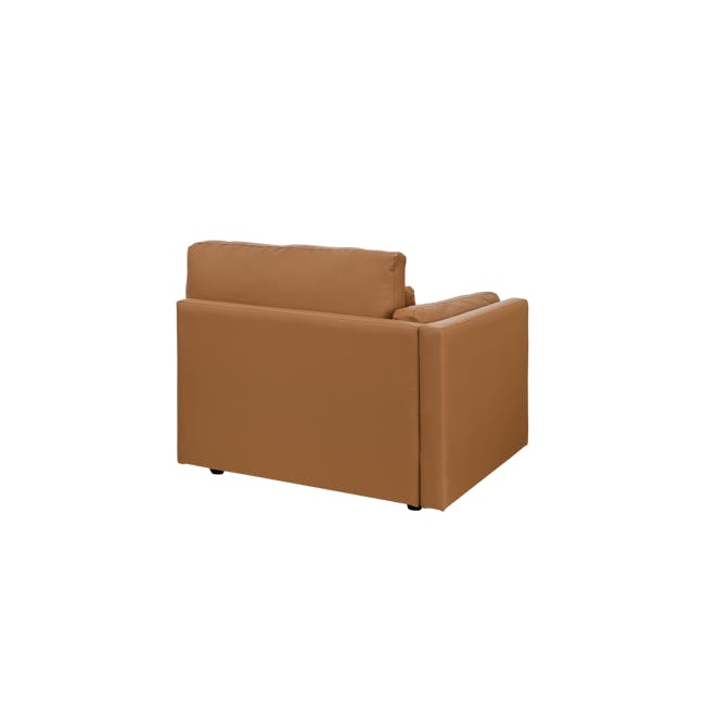 Liam Left Arm Unit - Caramel Tan (Faux Leather) - 3 - Brown leather sofa, modern design, comfortable seating, cushioned