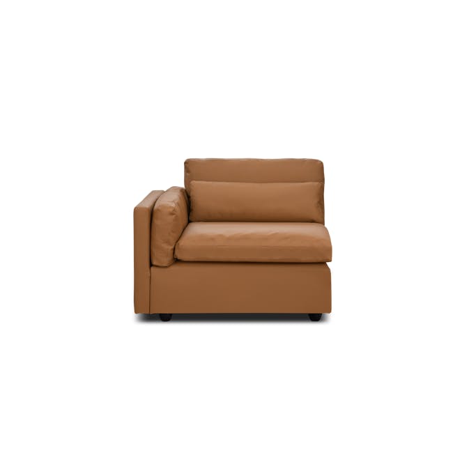 Liam Left Arm Unit - Caramel Tan (Faux Leather) - 1 - Brown leather sofa, modern design, comfortable seating, cushioned