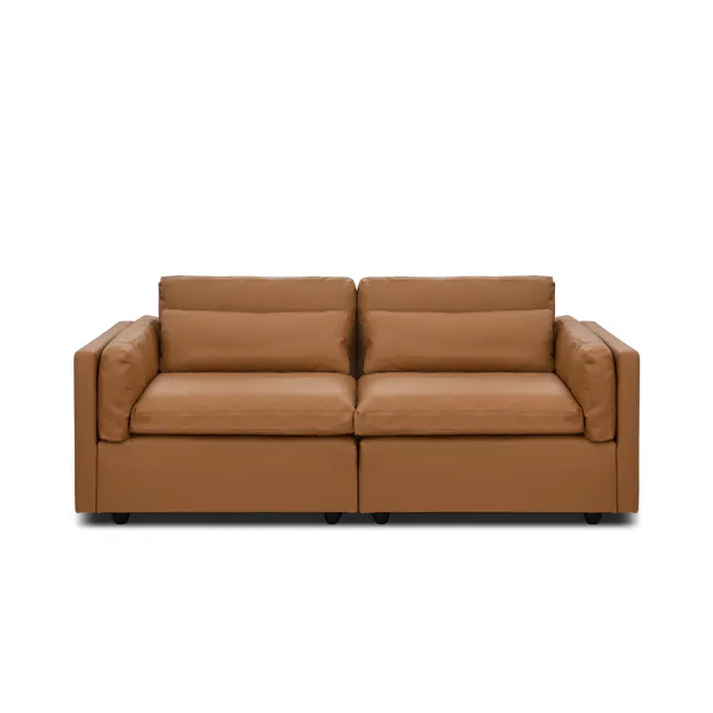 Liam Left Arm Unit - Caramel Tan (Faux Leather) - 8 - Brown leather sofa, modern design, comfortable seating, cushioned