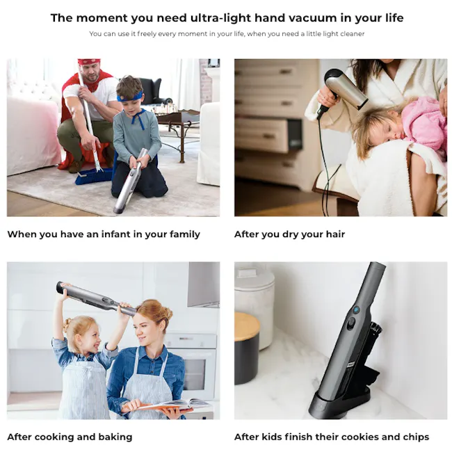 Shark Cordfree Handheld Vacuum - Grey - 7 - Ultra-light hand vacuum, household cleaner, kid-friendly, parents and children