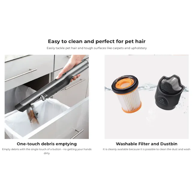 Shark Cordfree Handheld Vacuum - Grey - 12 - Easy-to-clean, perfect for pet hair, dishwasher-safe, single-touch, trash can