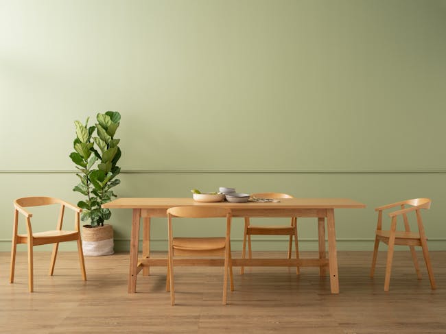 Haynes Dining Table 2.2m in Oak with 4 Greta Chairs in Natural - 1
