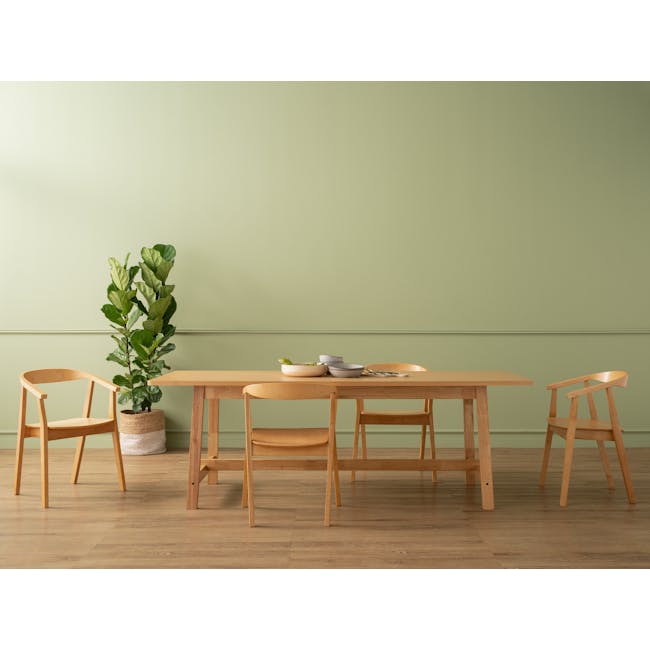 Haynes Dining Table 2.2m in Oak with 4 Greta Chairs in Natural - 1