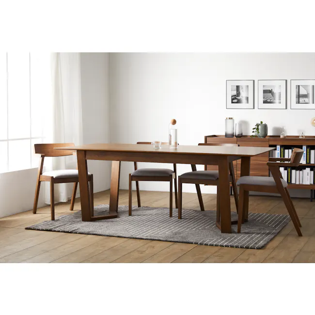 Fjord High Pile Rug - Dark Symmetry (2 Sizes) - 6 - Modern minimalist dining room, wooden dining table, light gray rug