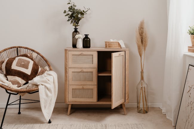 Caine Cabinet 0.8m - Natural - 1