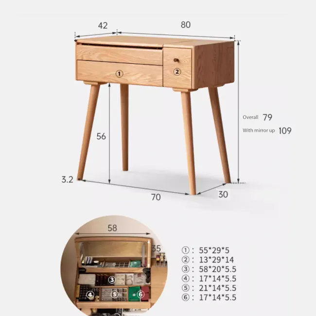 Pabo Dressing Table 0.8m - 12