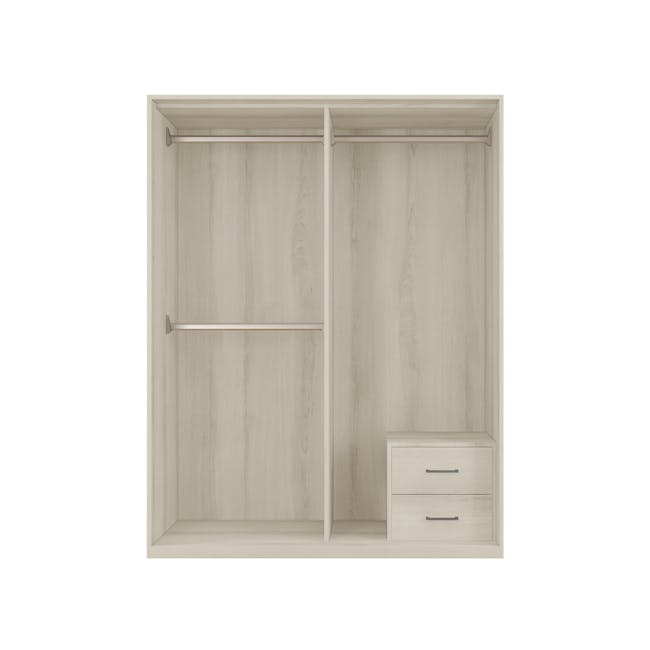 Lorren Sliding Door Wardrobe 2 with Mirror - White Oak - 1