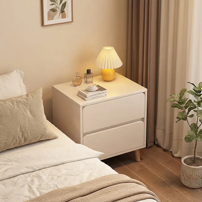 (As-is) Ted Twin Drawer Bedside Table - White - 1 - 9