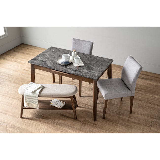 Finna Extendable Dining Table 1.2m-1.5m - Cocoa, Grey Marble (Smart Top™) - 2