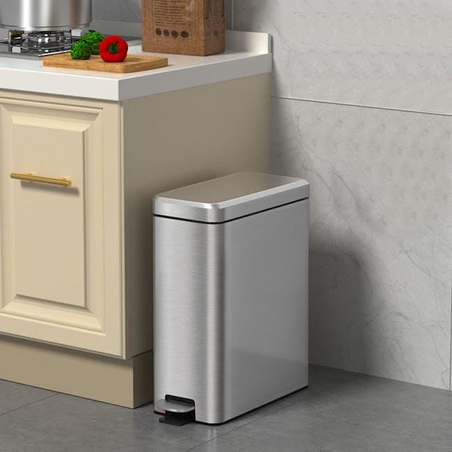 Jerry Pedal Waste Bin 6L - Stainless Steel - 2 - modern kitchen countertop, stainless steel dishwasher, white cabinets