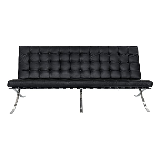 (As-is) Barcelona 3 Seater Sofa - Black (Genuine Cowhide) - 1 - 0