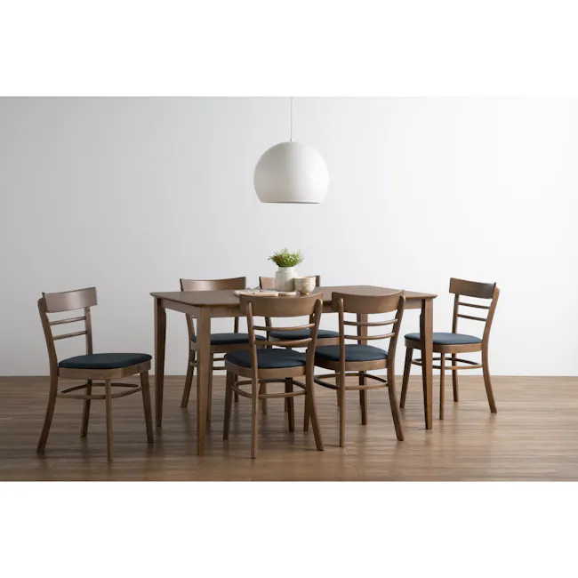 Charmant Dining Table 1.4m - Cocoa - 3 - Modern dining room with wooden chairs and table, minimalist pendant light, clean