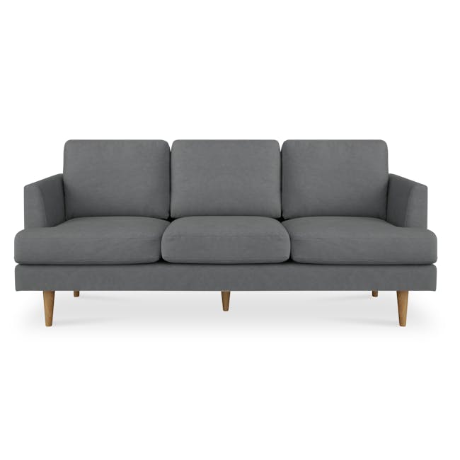 Soma 3 Seater Sofa with Soma Armchair - Dark Grey (Scratch Resistant) - 5 - Grey upholstered sectional sofa, modern design