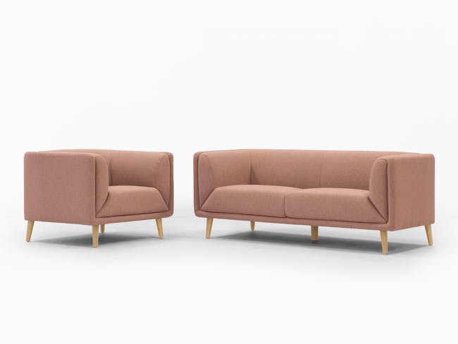 Audrey 2 Seater Sofa with Audrey Armchair - Blush - 16