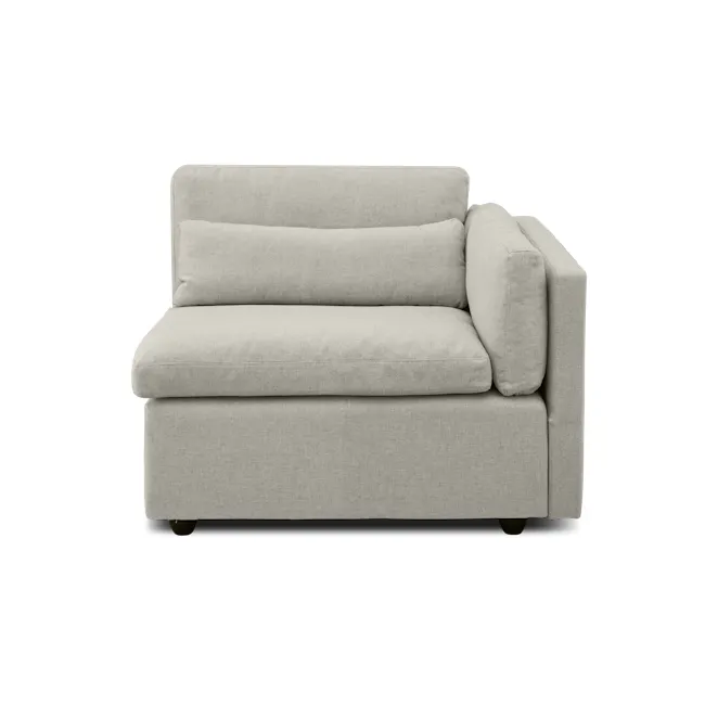 Liam 4 Seater Sofa - Ivory (Fabric) - 2 - Light gray upholstered sofa, minimalist design, comfortable seating, modern style