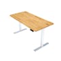 K3 Adjustable Table - White frame, Solidwood Butcher Rubber Wood (2 Sizes) - 1