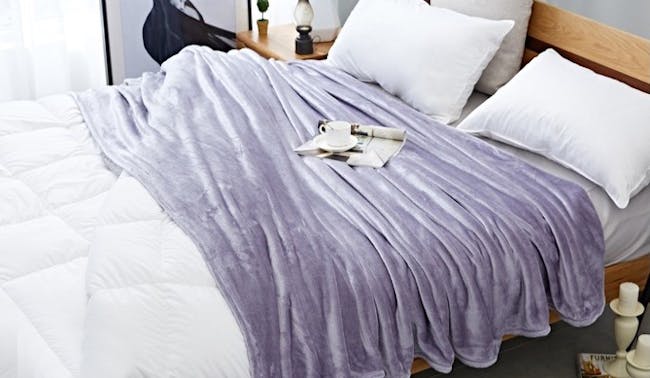 Makayla Velvet Plush Throw Blanket - Lavender - 1
