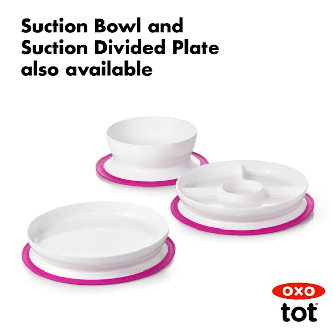 OXO Tot Stick & Stay Plate - Pink - 9