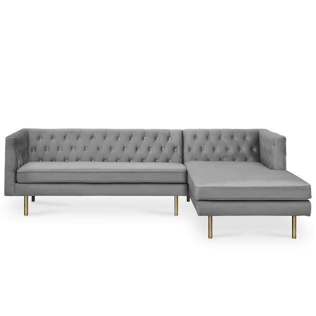 (As-is) Cadencia L-Shaped Sofa - Anchor Grey (Velvet) - 1