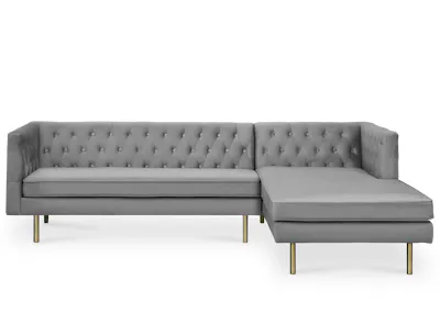 (As-is) Cadencia L-Shaped Sofa - Anchor Grey (Velvet) - Right Facing Chaise Lounge