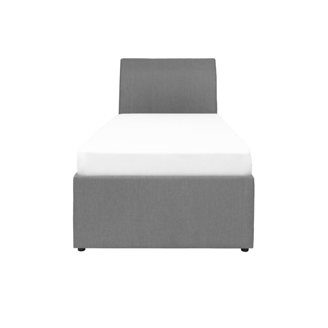 ESSENTIALS Single Trundle Bed - Grey (Fabric) - 0
