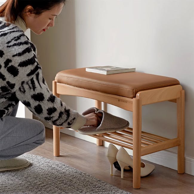 Kaye Shoe Bench 0.6m - Tan (Faux Leather) - 2