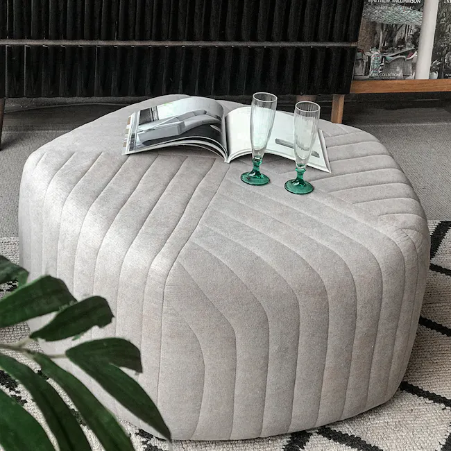 Caceda Ottoman - Dark Grey (2 Sizes) - 6 - modern cozy living room, stylish ottoman, textured fabric, elegant design