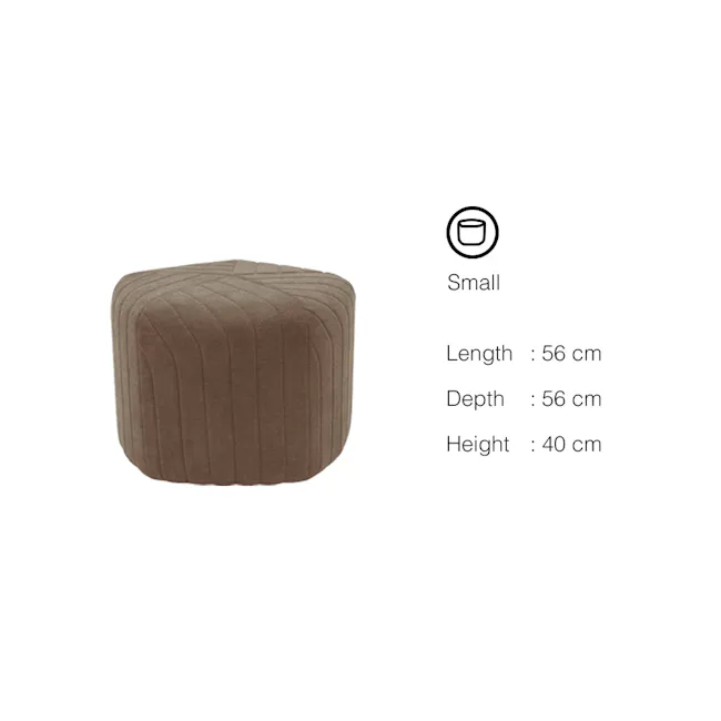 Caceda Ottoman - Dark Grey (2 Sizes) - 8 - Small, cylindrical, brown, textured, rectangular, 56 cm, 40 cm, height