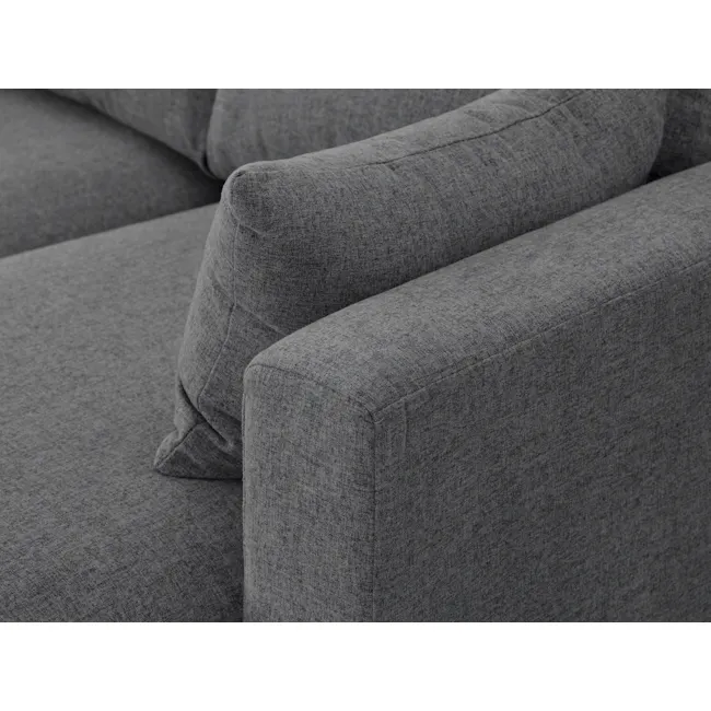 Alicia L-Shaped Sofa - Charcoal Grey - 10 - Grey upholstered sofa, modern design, textured fabric, plush cushions