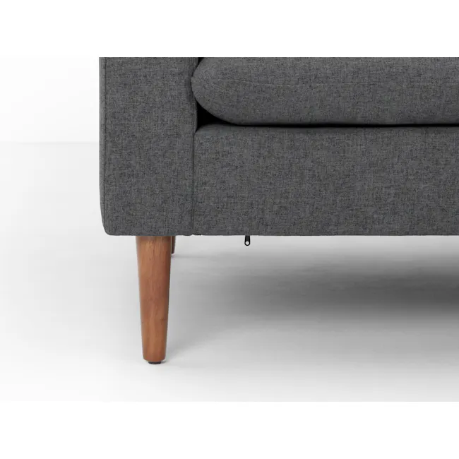 Alicia L-Shaped Sofa - Charcoal Grey - 11 - Grey upholstered sofa, wooden legs, minimalist design, textured fabric, soft