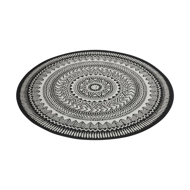 Essenza Round Flatwoven  Rug 1.2m - Black Mandala - 2