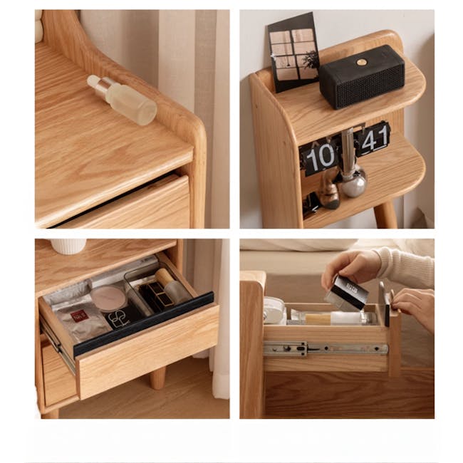 Karris Bedside Shelf Storage Table - Walnut (Left Facing Corner) - 10