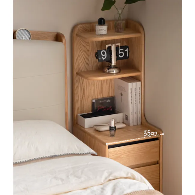 Karris Bedside Shelf Storage Table - Walnut (Left Facing Corner) - 3