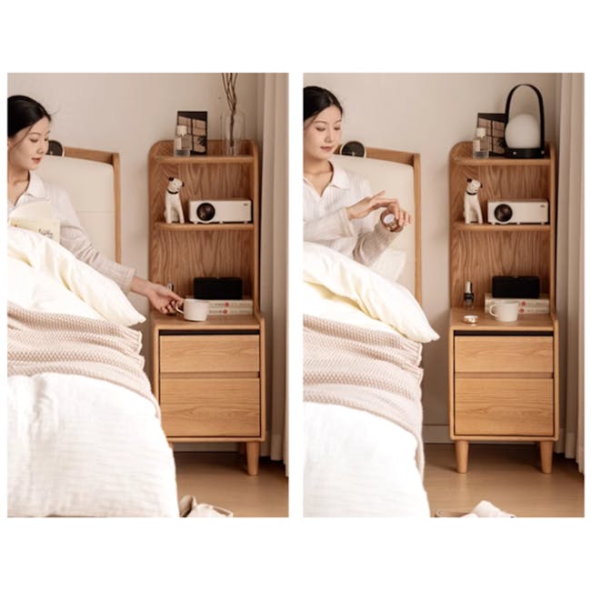 Karris Bedside Shelf Storage Table - Walnut (Left Facing Corner) - 6