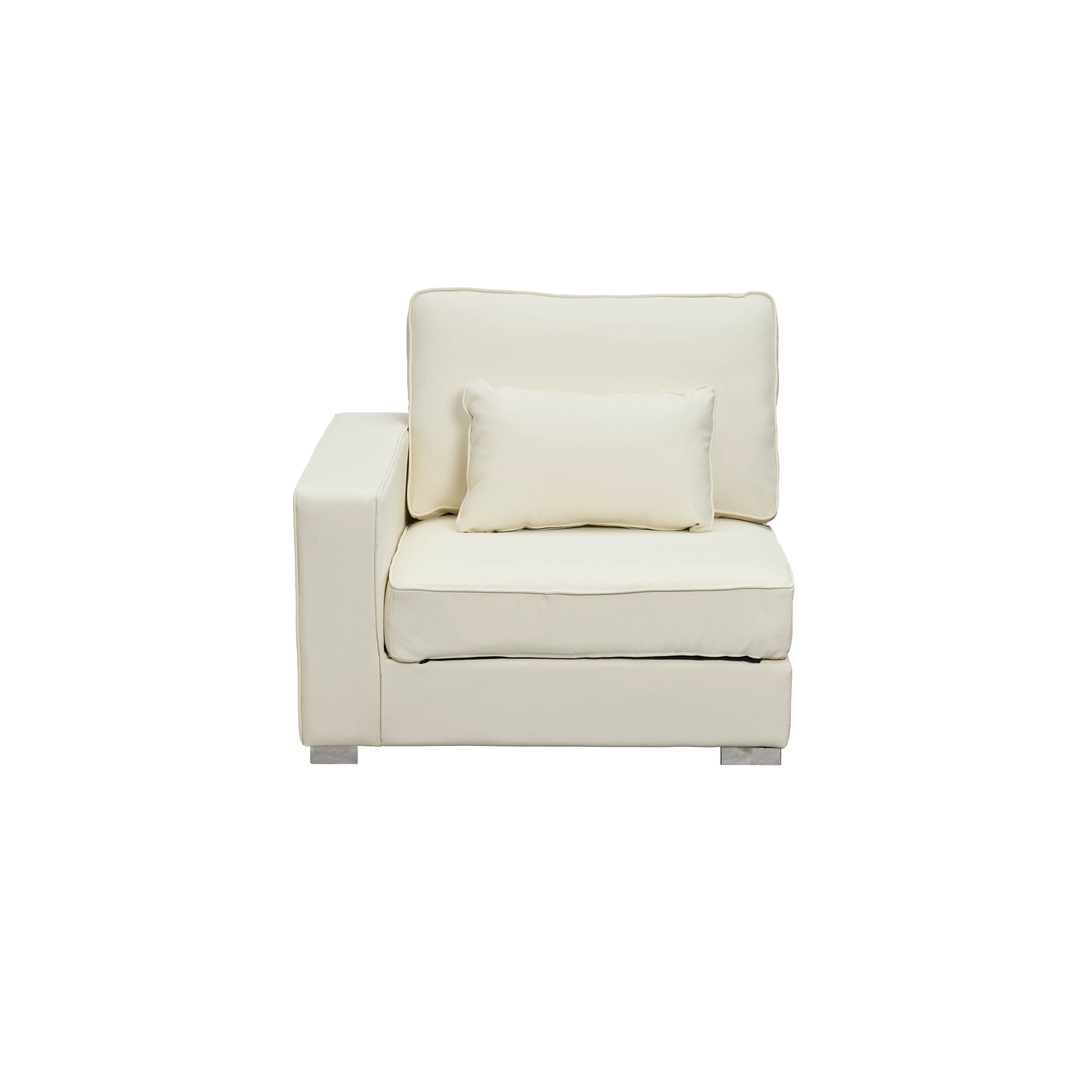 Paris 3 Seater Sofa with Ottoman - Ivory (Faux Leather) - 36