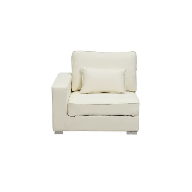 Paris 3 Seater Sofa with Ottoman - Ivory (Faux Leather) - 38