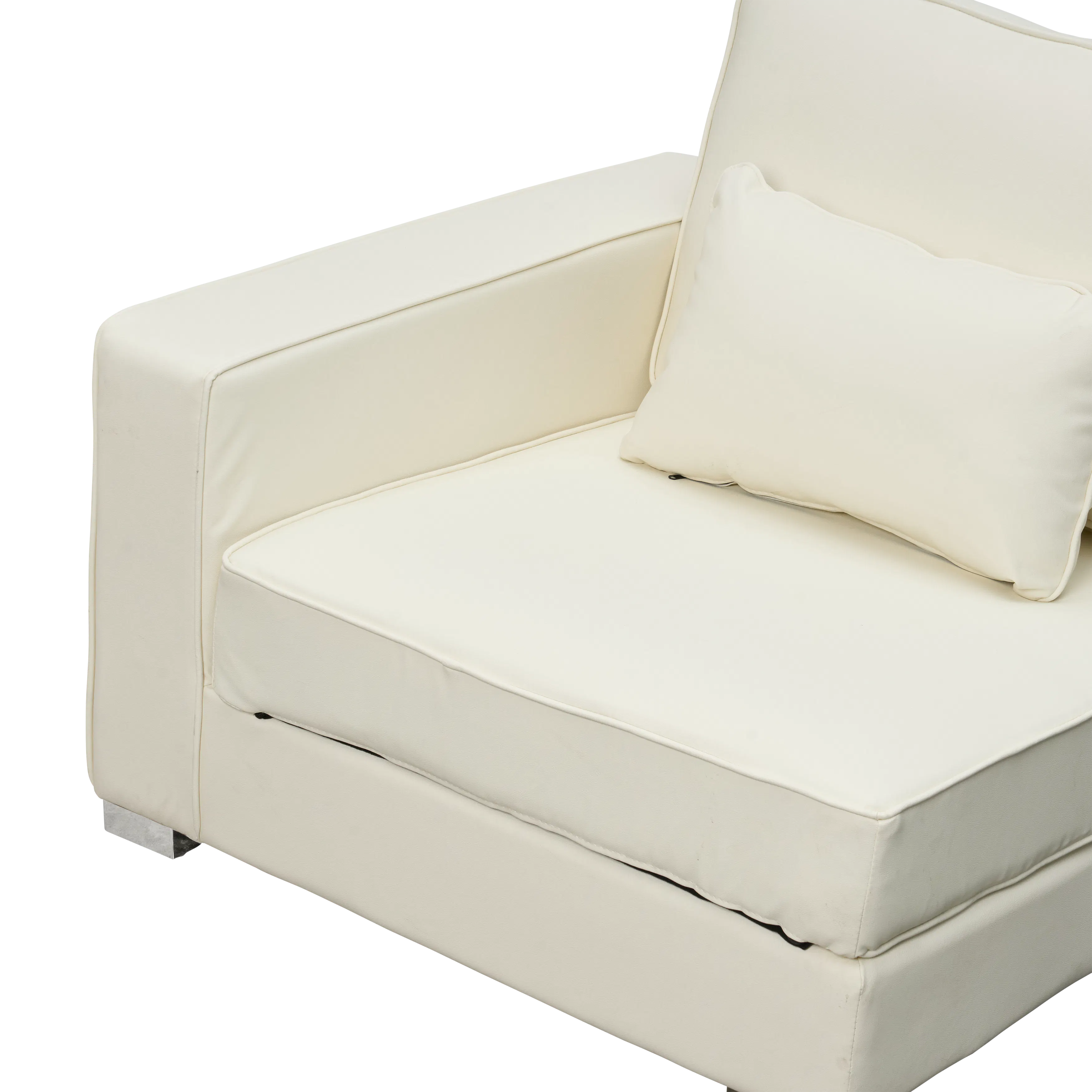 Paris 3 Seater Sofa with Ottoman - Ivory (Faux Leather) - 41