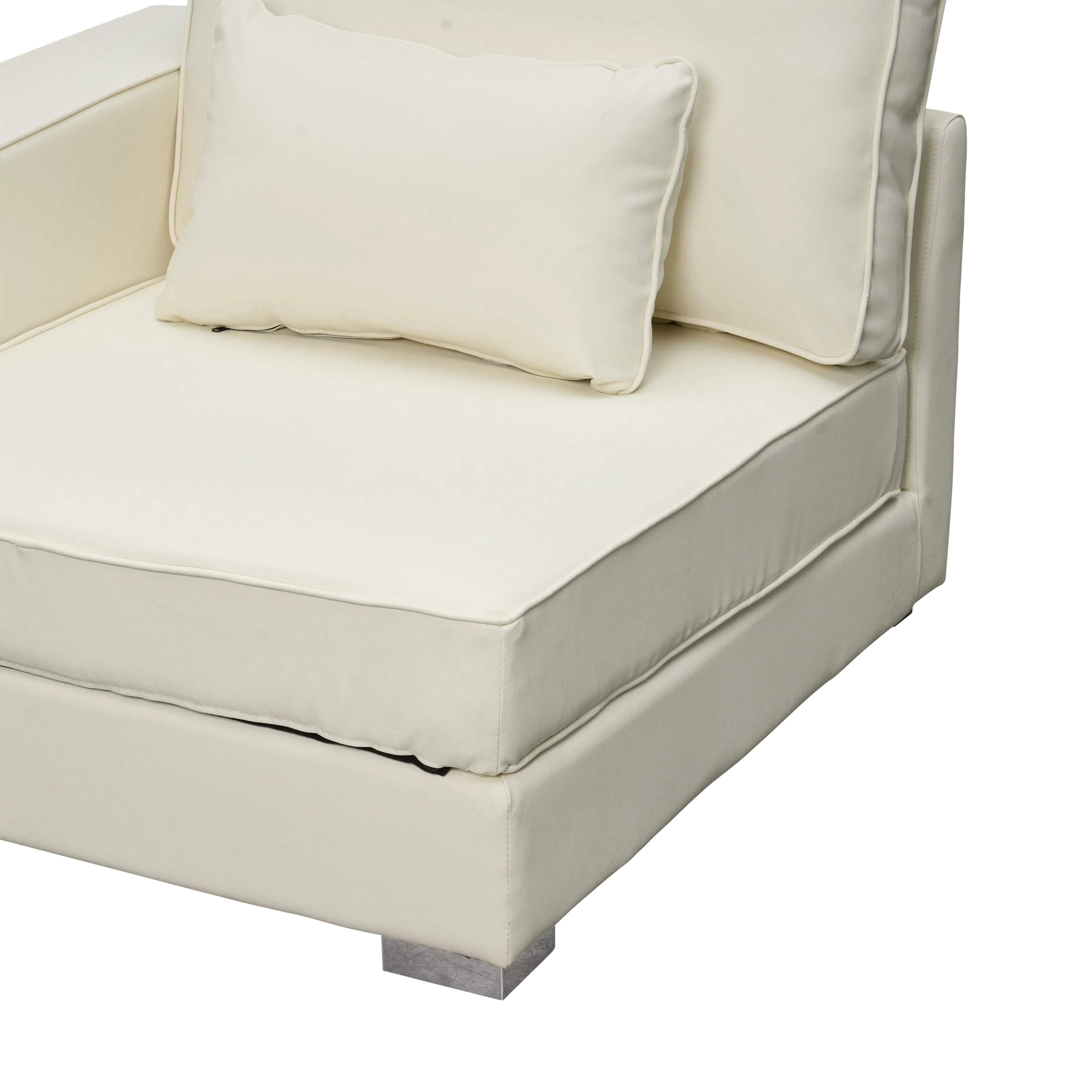 Paris 3 Seater Sofa with Ottoman - Ivory (Faux Leather) - 44