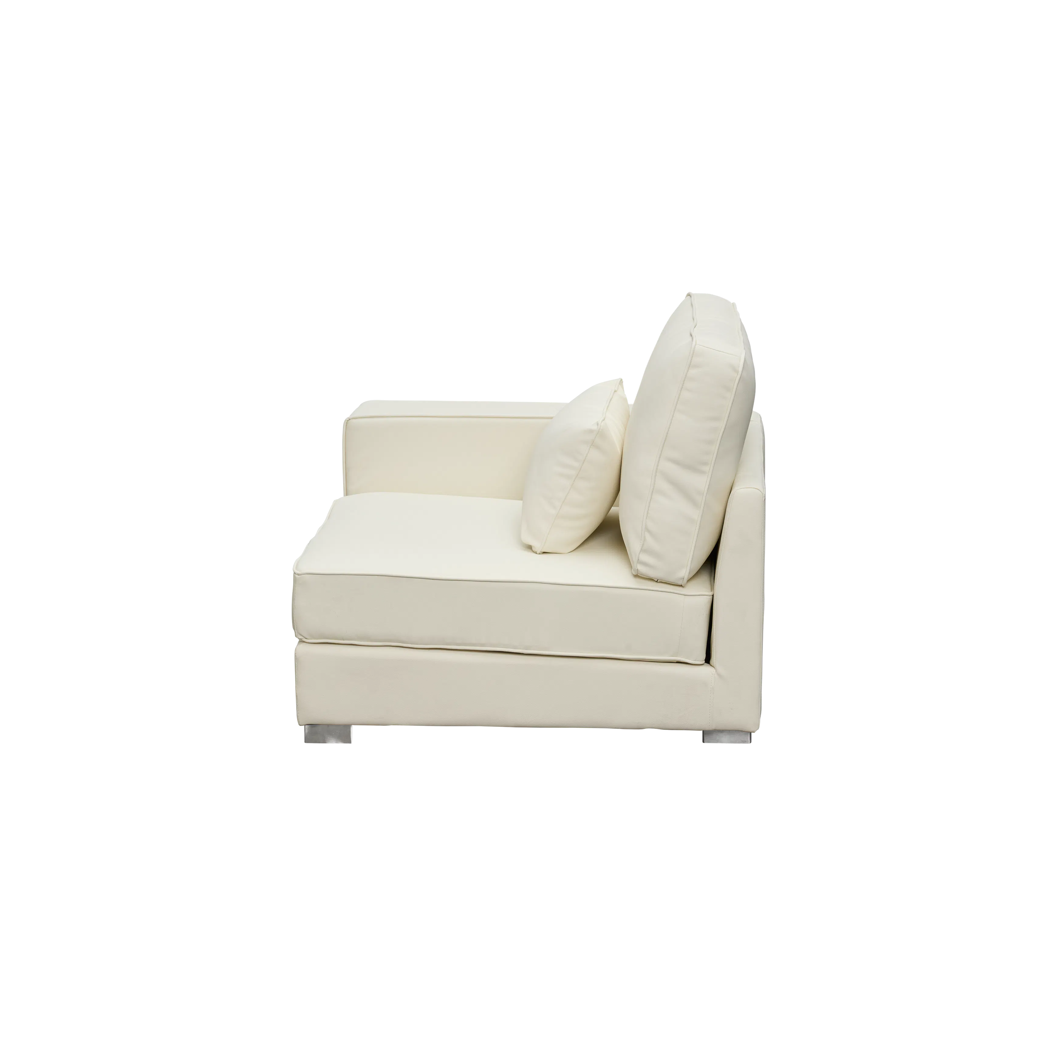 Paris 3 Seater Sofa with Ottoman - Ivory (Faux Leather) - 49