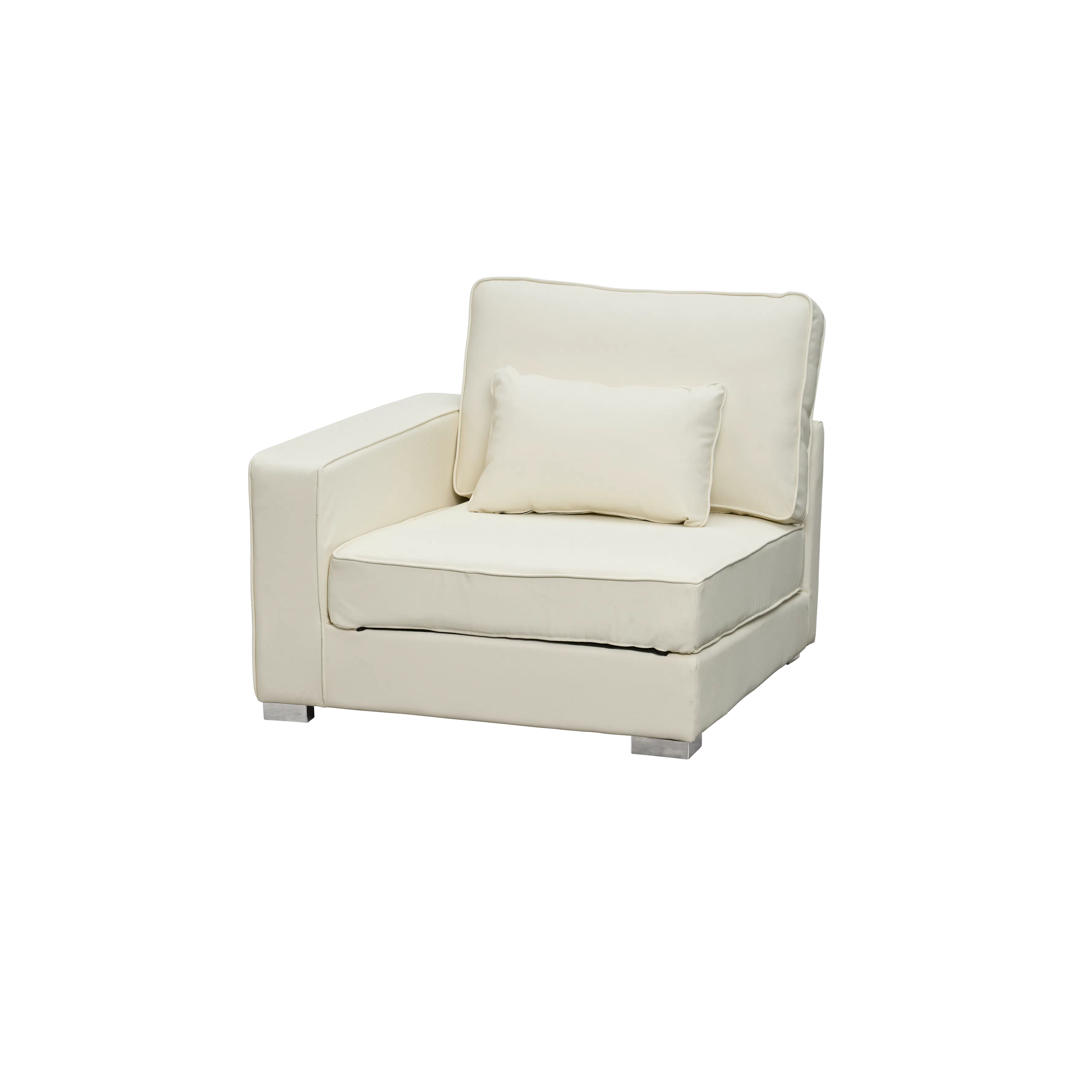 Paris 3 Seater Sofa with Ottoman - Ivory (Faux Leather) - 50