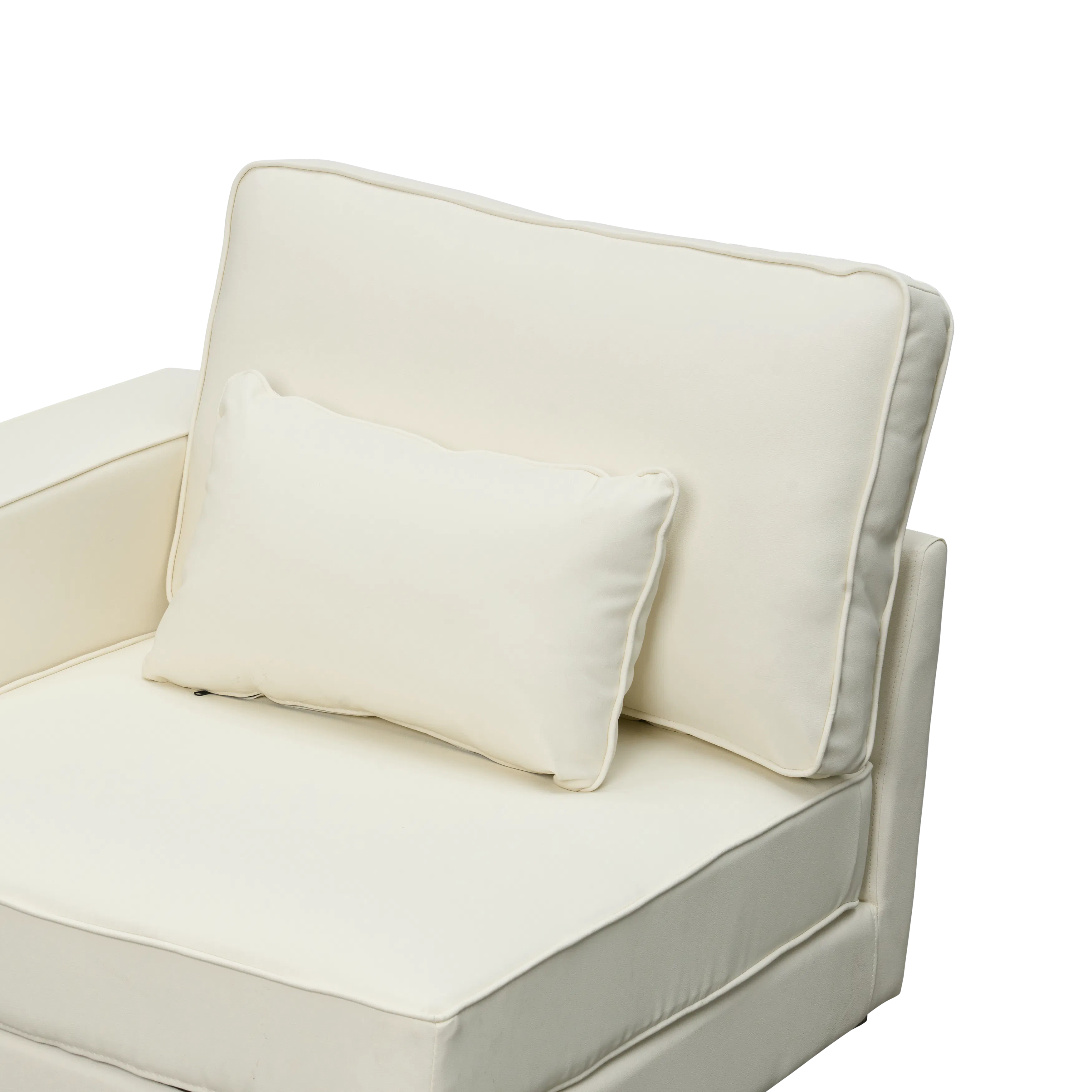Paris 3 Seater Sofa with Ottoman - Ivory (Faux Leather) - 53