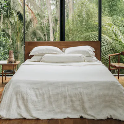 Heveya® Linen Duvet Sheet Set - Olive Stripe (5 Sizes)