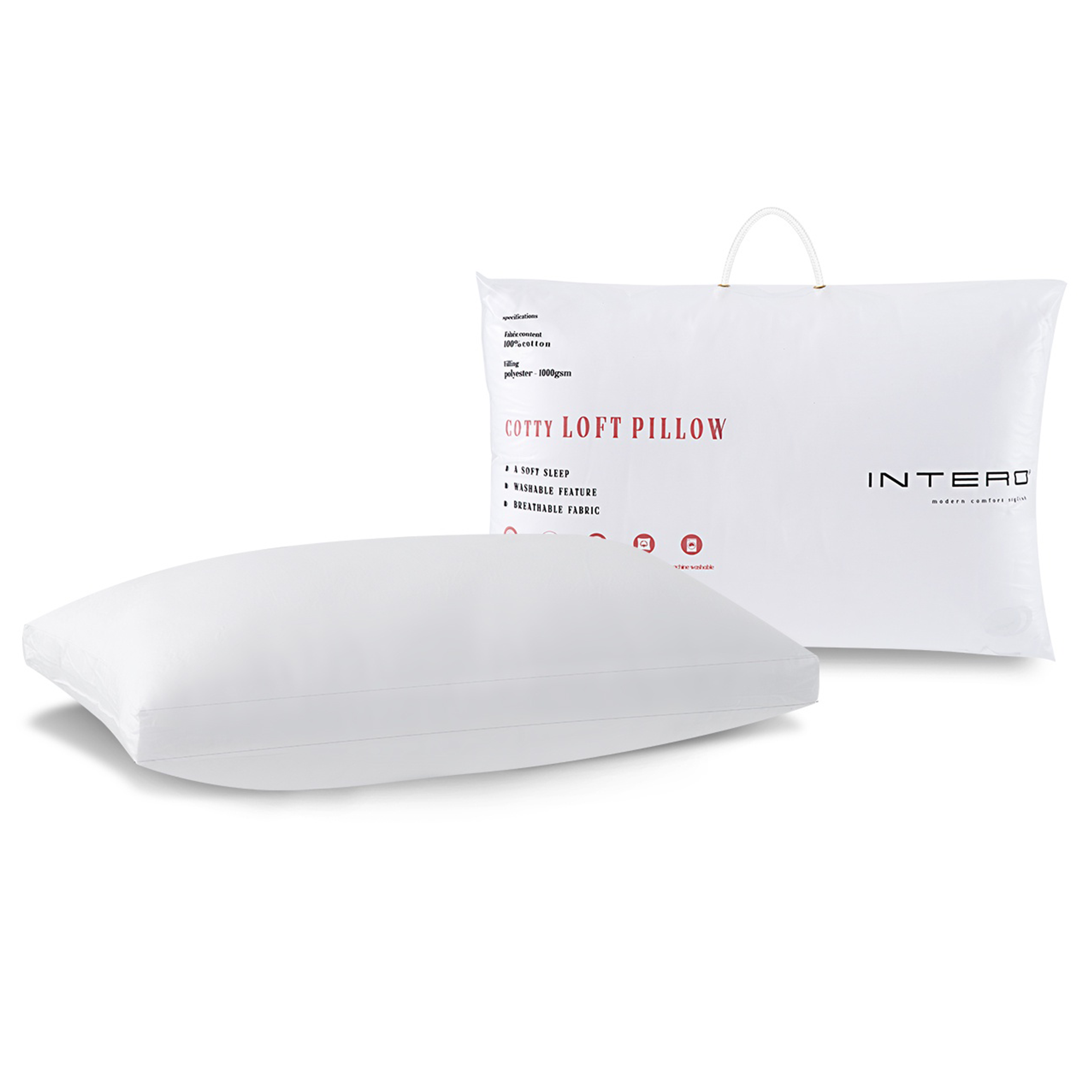 Intero Cotty Vacuum Packed Luxury Fiber Loft Pillow