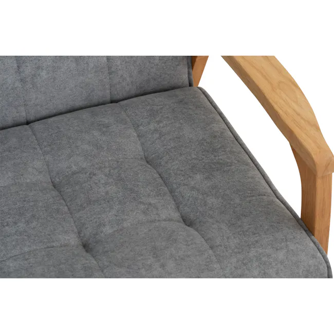 Tucson 3 Seater Sofa - Natural, Cool Grey (Pet Friendly Fabric) - 5 - Grey upholstered sofa with soft fabric texture, wooden