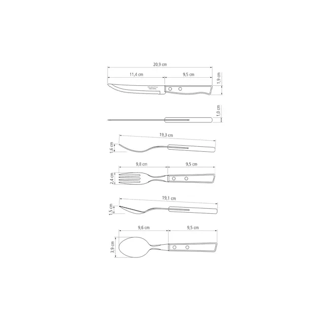 Tramontina 3-pc Cutlery Set - 4 - Knife, fork, spoon, spatula, cutting board, kitchen utensil, kitchen tool, kitchenware
