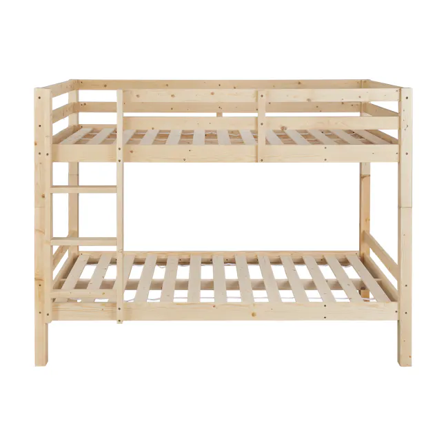Mika Single Bunk Bed - Natural - 1 - Light wooden bunk bed frame, minimalist design, natural wood finish, sturdy
