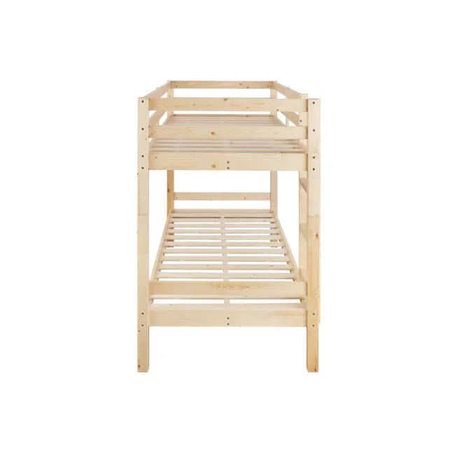 Mika Single Bunk Bed - Natural - 3 - Wooden bunk bed, minimalist design, natural wood finish, simple structure, sturdy
