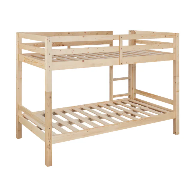 Mika Single Bunk Bed - Natural - 4 - Wooden bunk bed, light wooden frame, horizontal slats, sturdy construction, simple