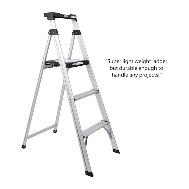 Cosco 3 Steps Lite Solutions Ladder - 5 - Super lightweight ladder, durable construction, four-step ladder, black and silver